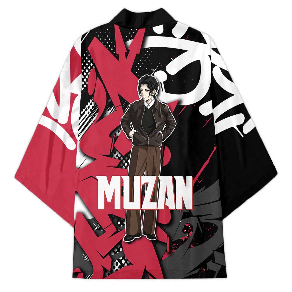 Muzan Demon Slayer Kimono Red Graffiti Anime Aesthetic