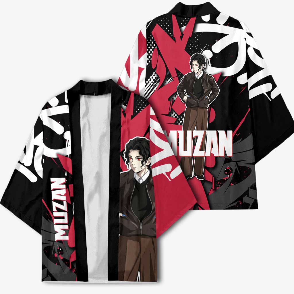 Muzan Demon Slayer Kimono Red Graffiti Anime Aesthetic