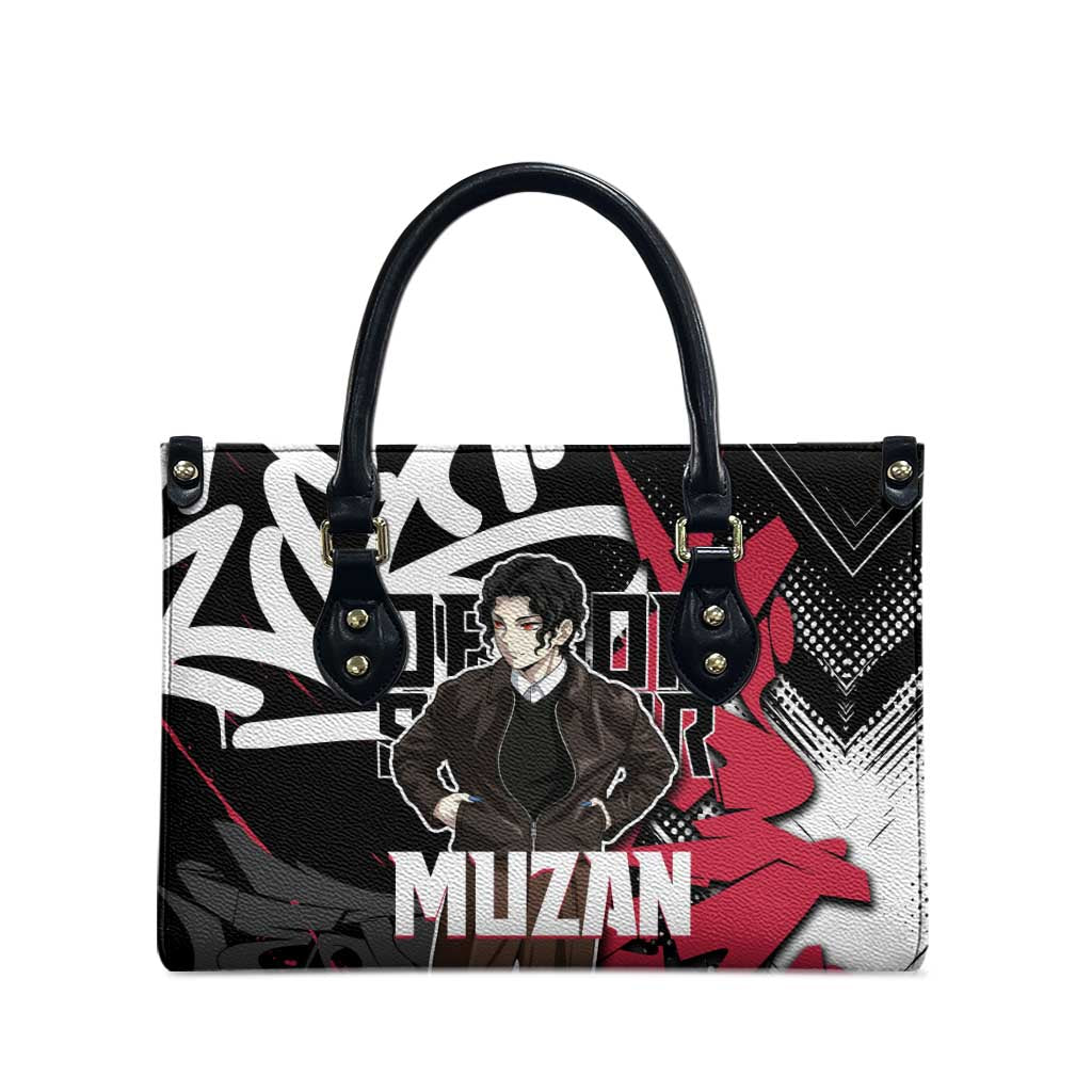 Muzan Demon Slayer Leather Bag Red Graffiti Anime Aesthetic