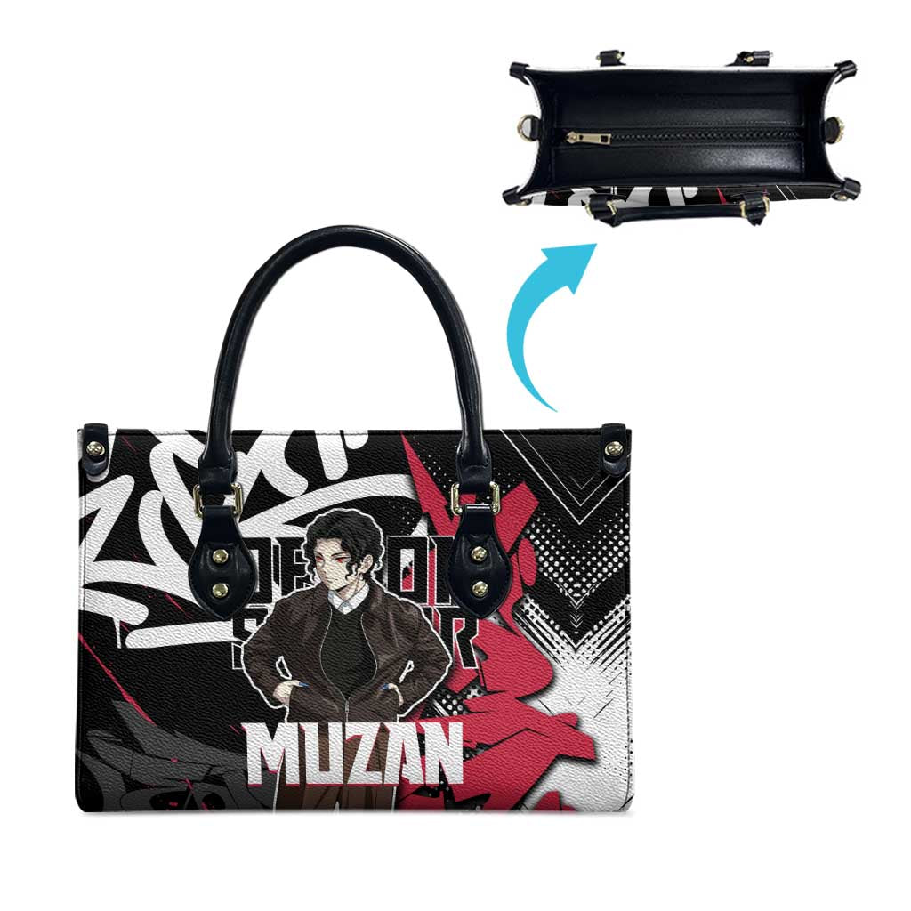Muzan Demon Slayer Leather Bag Red Graffiti Anime Aesthetic