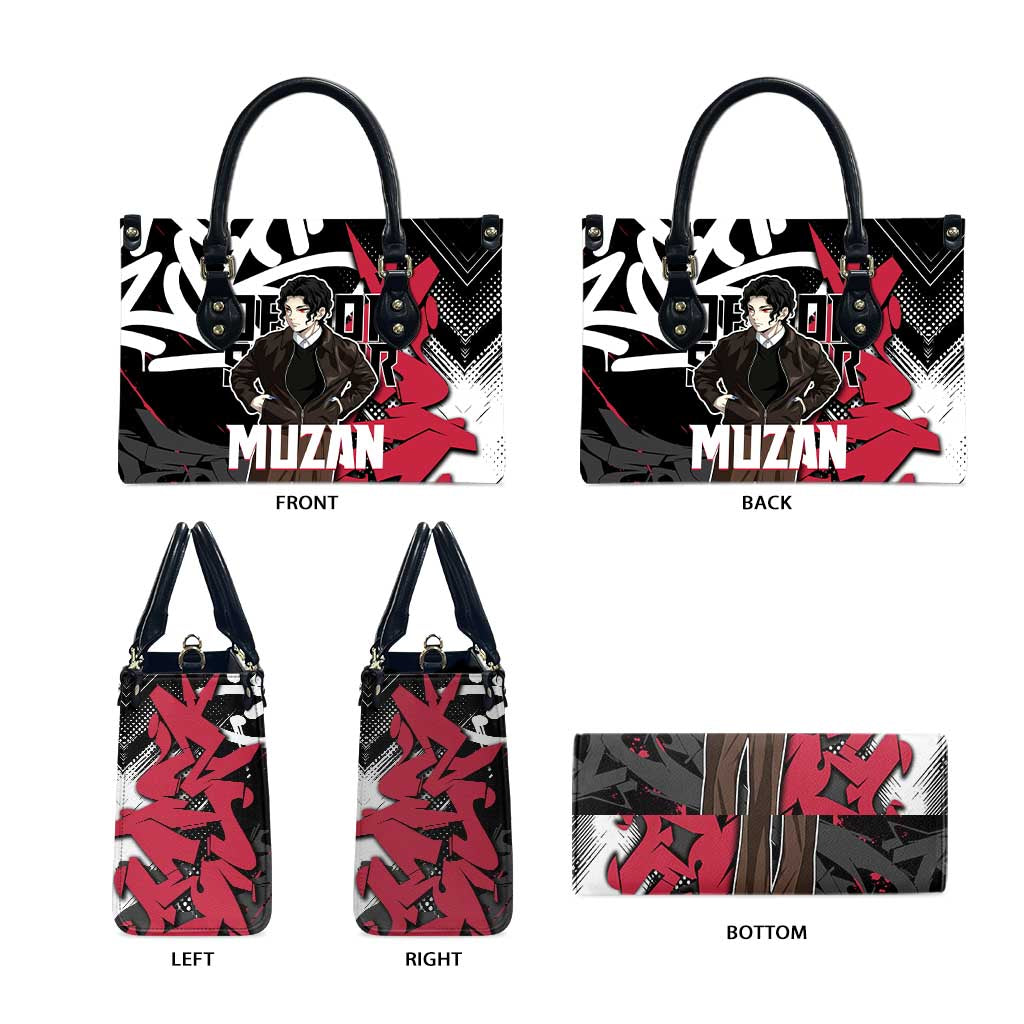 Muzan Demon Slayer Leather Bag Red Graffiti Anime Aesthetic