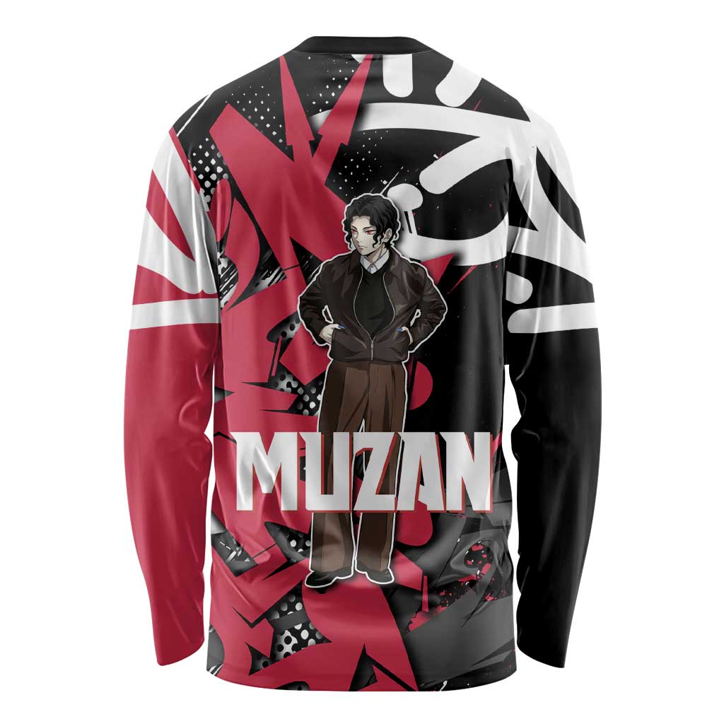 Muzan Demon Slayer Long Sleeve Shirt Red Graffiti Anime Aesthetic
