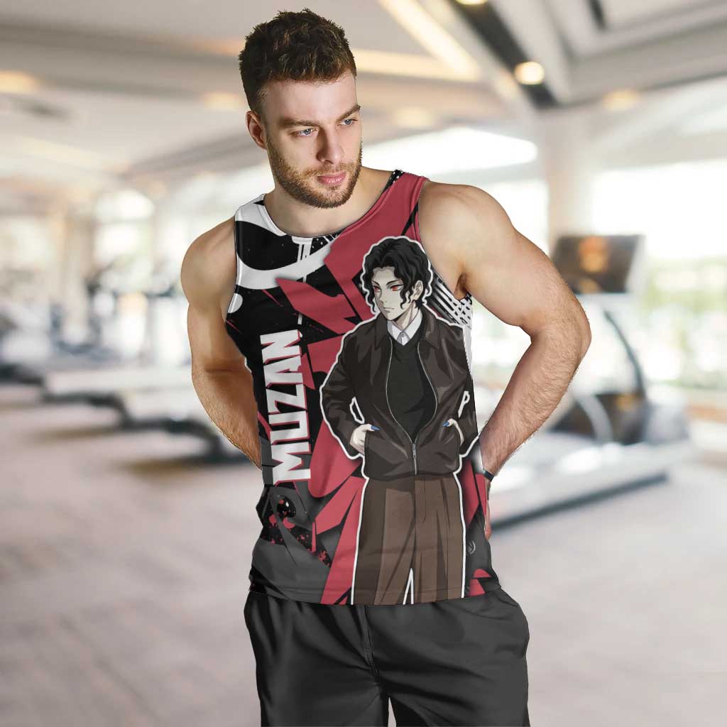 Muzan Demon Slayer Men Tank Top Red Graffiti Anime Aesthetic