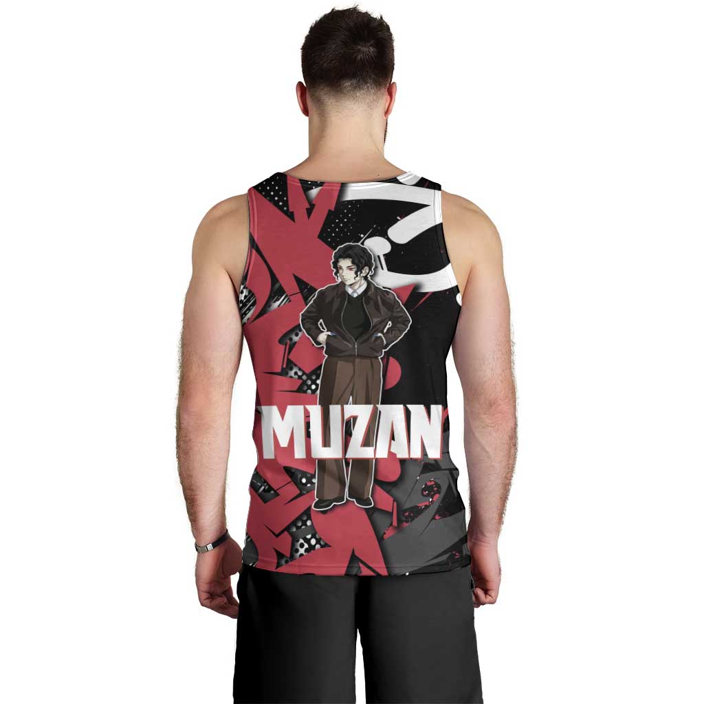 Muzan Demon Slayer Men Tank Top Red Graffiti Anime Aesthetic