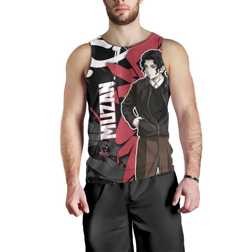 Muzan Demon Slayer Men Tank Top Red Graffiti Anime Aesthetic