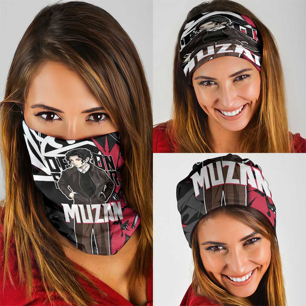 Muzan Demon Slayer Neck Gaiter Red Graffiti Anime Aesthetic