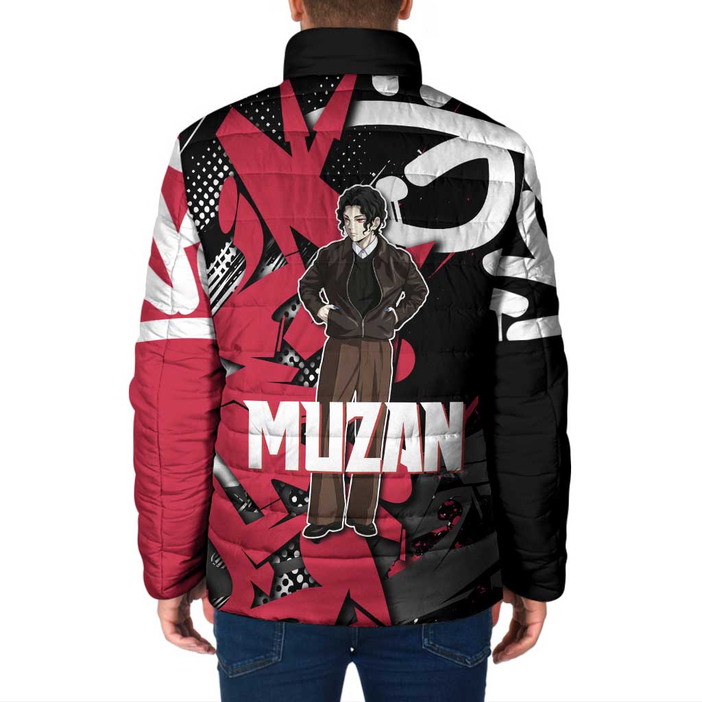Muzan Demon Slayer Padded Jacket Red Graffiti Anime Aesthetic