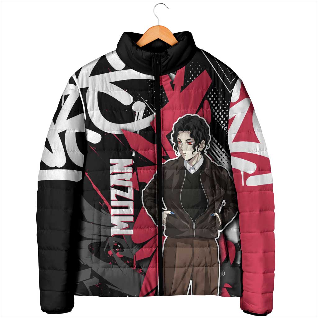 Muzan Demon Slayer Padded Jacket Red Graffiti Anime Aesthetic