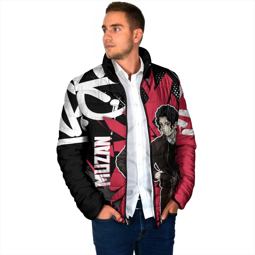 Muzan Demon Slayer Padded Jacket Red Graffiti Anime Aesthetic