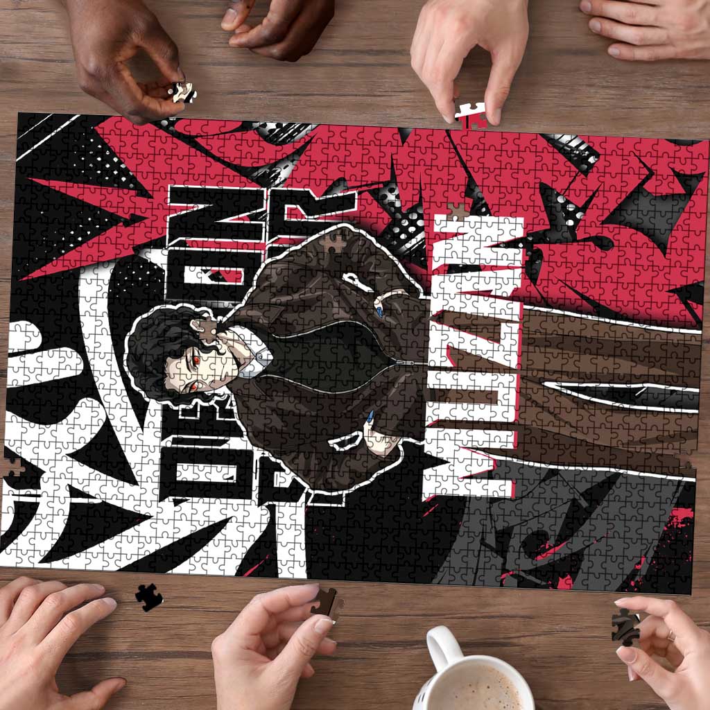 Muzan Demon Slayer Puzzle Red Graffiti Anime Aesthetic