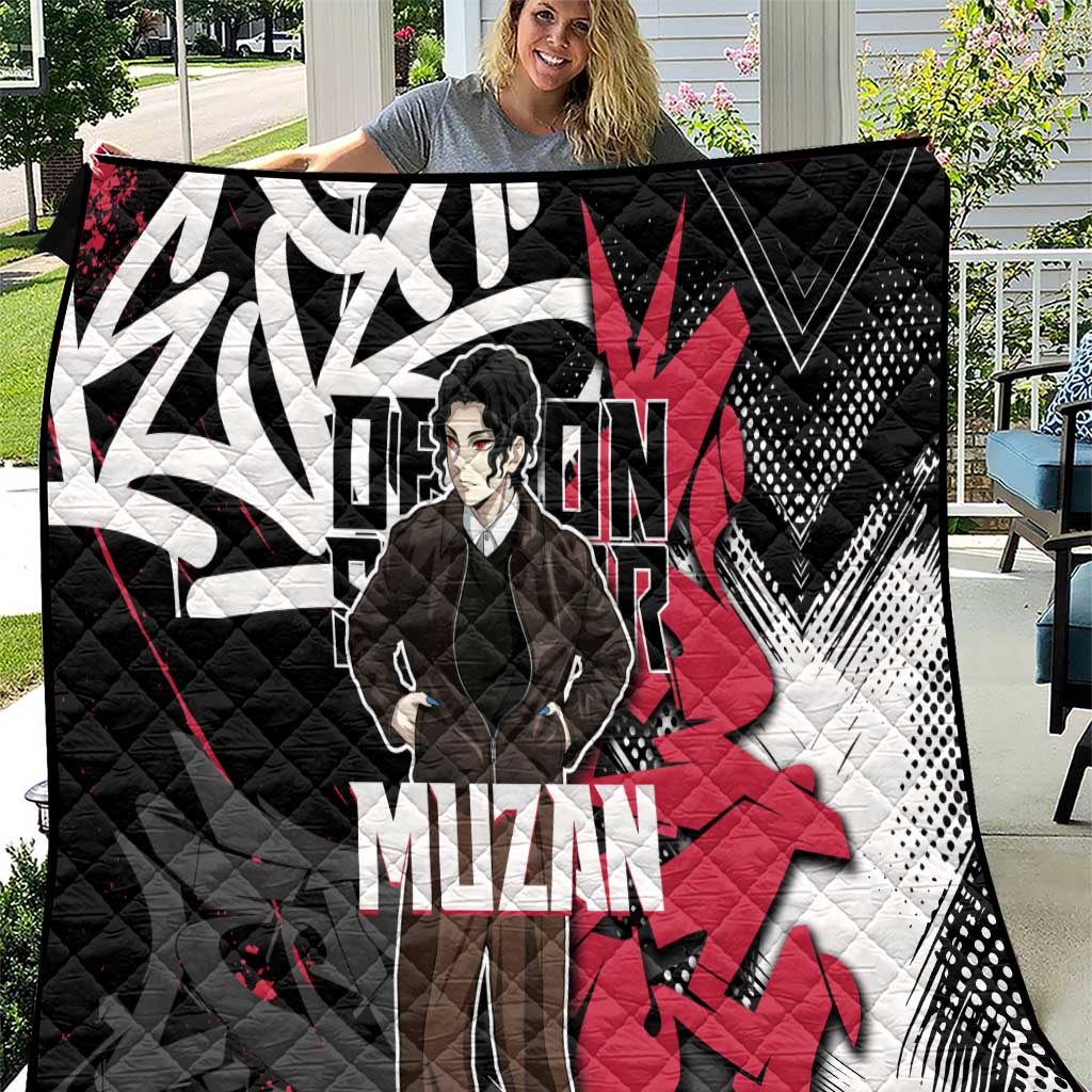 Muzan Demon Slayer Quilt Red Graffiti Anime Aesthetic