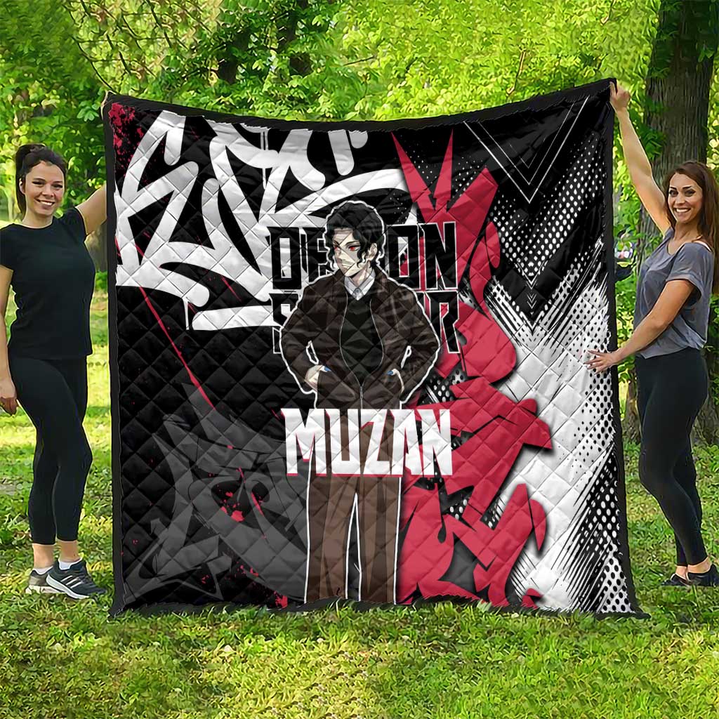 Muzan Demon Slayer Quilt Red Graffiti Anime Aesthetic