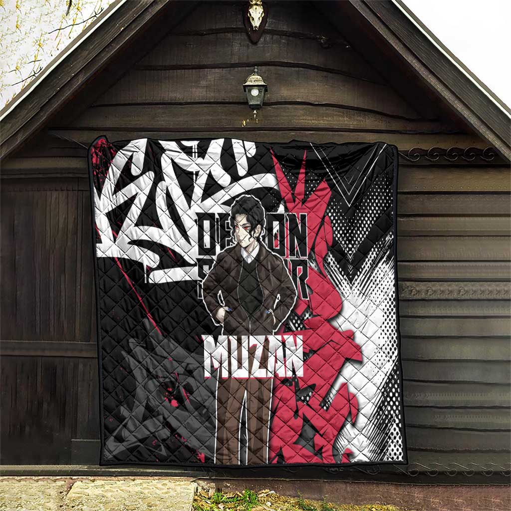 Muzan Demon Slayer Quilt Red Graffiti Anime Aesthetic