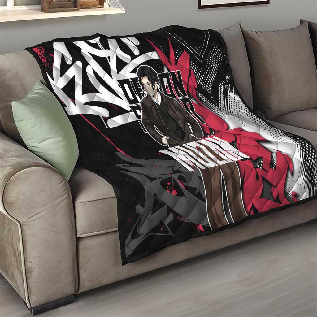 Muzan Demon Slayer Quilt Red Graffiti Anime Aesthetic