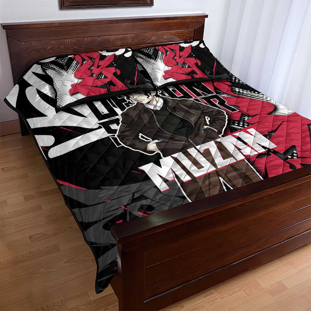 Muzan Demon Slayer Quilt Bed Set Red Graffiti Anime Aesthetic