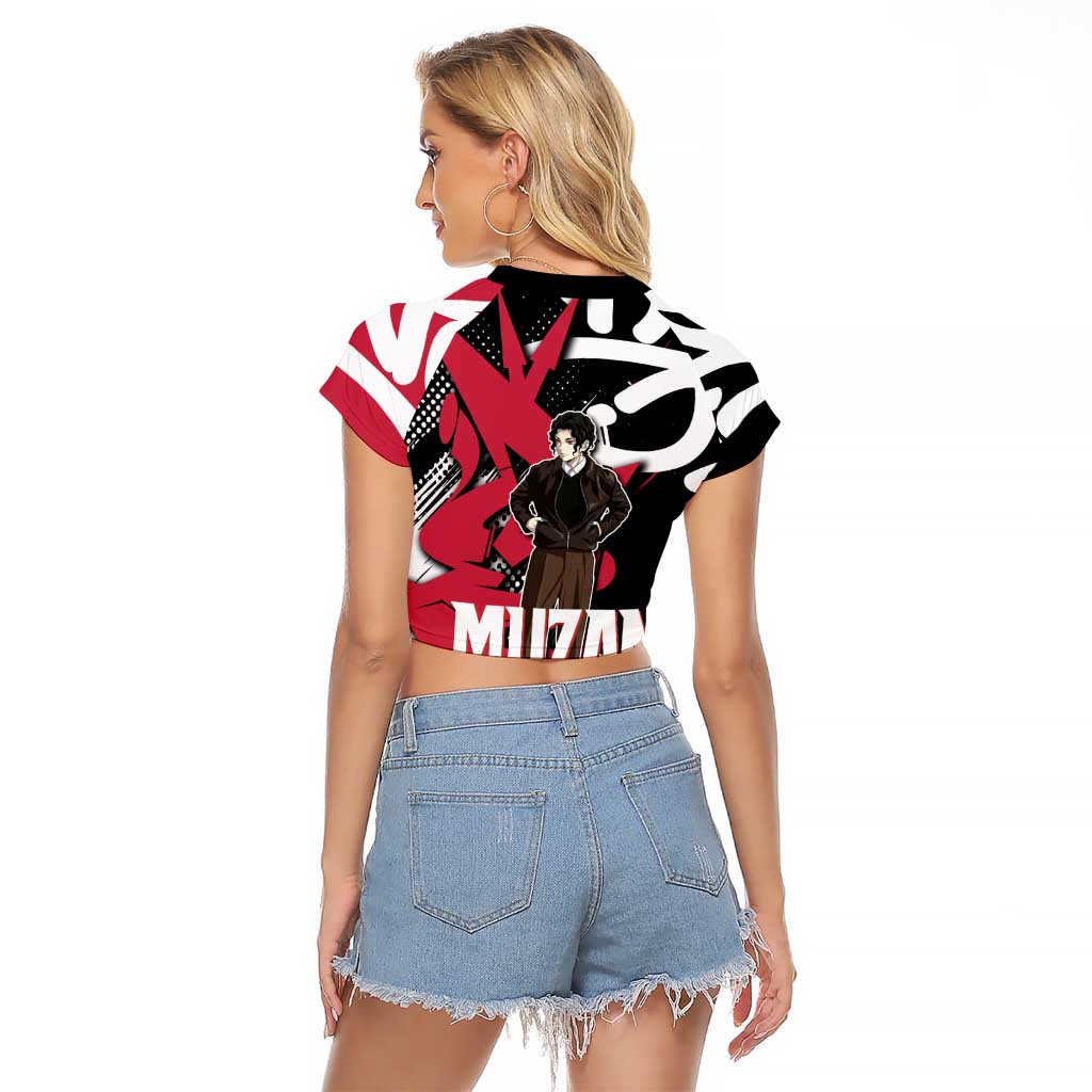Muzan Demon Slayer Raglan Cropped T Shirt Red Graffiti Anime Aesthetic