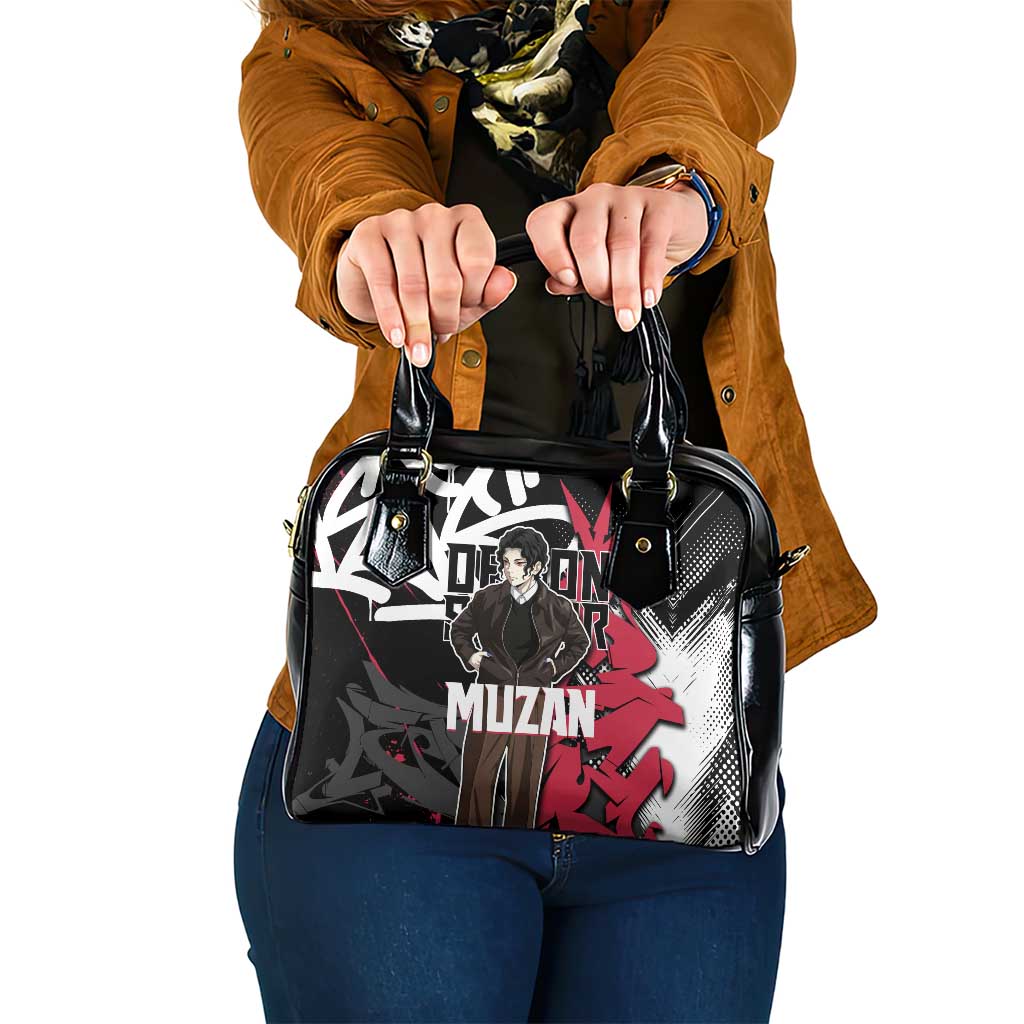 Muzan Demon Slayer Shoulder Handbag Red Graffiti Anime Aesthetic