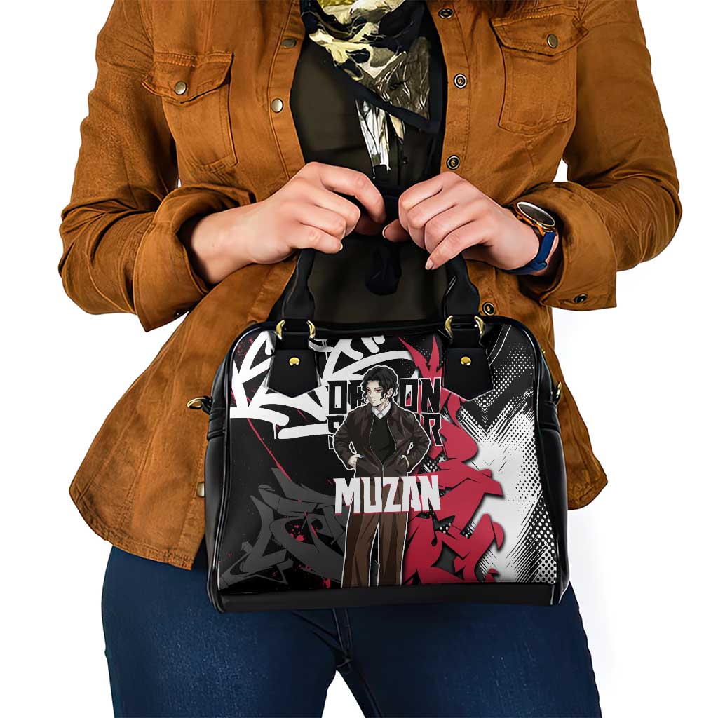 Muzan Demon Slayer Shoulder Handbag Red Graffiti Anime Aesthetic