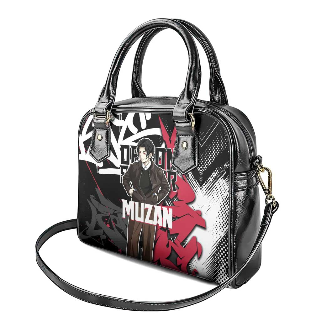 Muzan Demon Slayer Shoulder Handbag Red Graffiti Anime Aesthetic