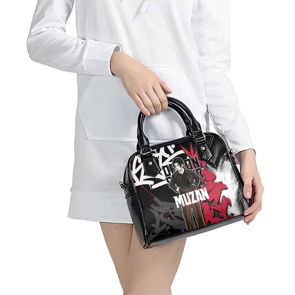 Muzan Demon Slayer Shoulder Handbag Red Graffiti Anime Aesthetic