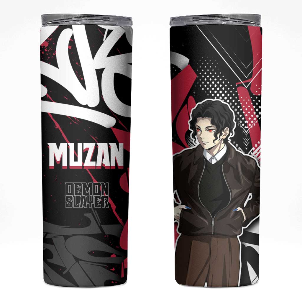 Muzan Demon Slayer Skinny Tumbler Red Graffiti Anime Aesthetic