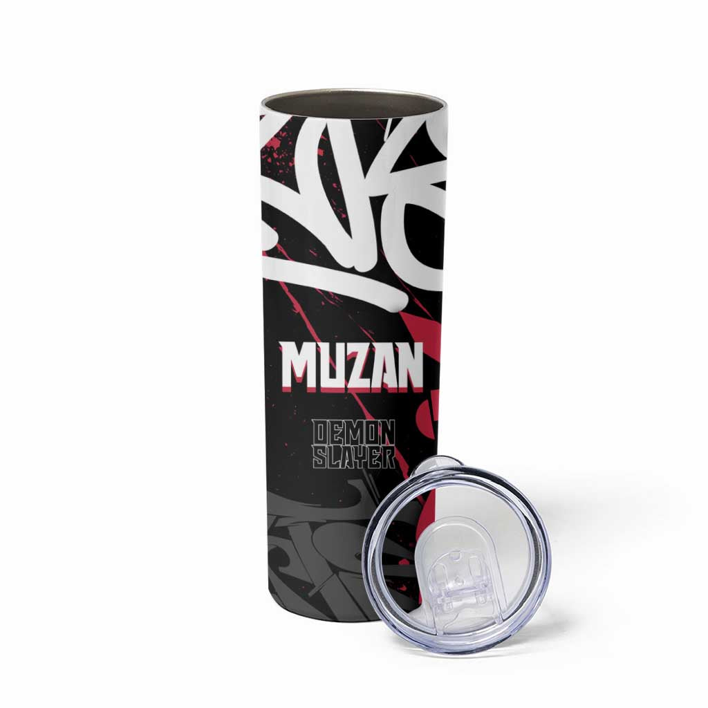 Muzan Demon Slayer Skinny Tumbler Red Graffiti Anime Aesthetic