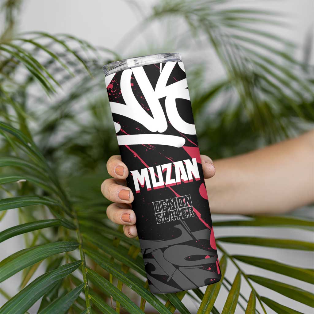 Muzan Demon Slayer Skinny Tumbler Red Graffiti Anime Aesthetic