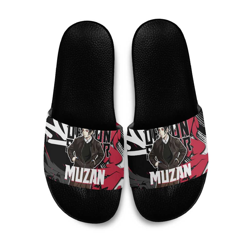 Muzan Demon Slayer Slide Sandals Red Graffiti Anime Aesthetic