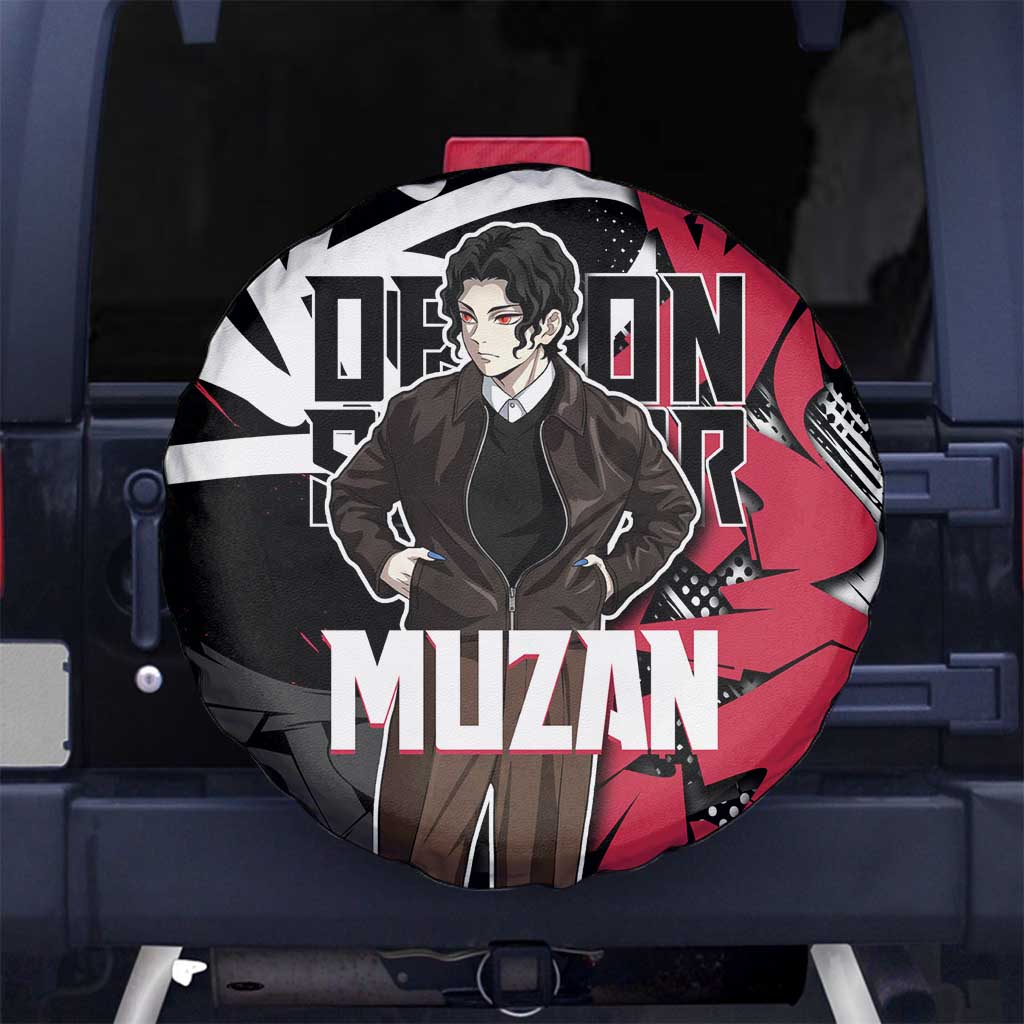 Muzan Demon Slayer Spare Tire Cover Red Graffiti Anime Aesthetic