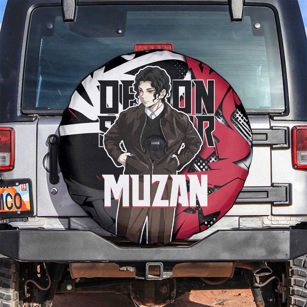 Muzan Demon Slayer Spare Tire Cover Red Graffiti Anime Aesthetic