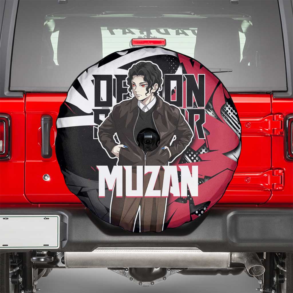 Muzan Demon Slayer Spare Tire Cover Red Graffiti Anime Aesthetic