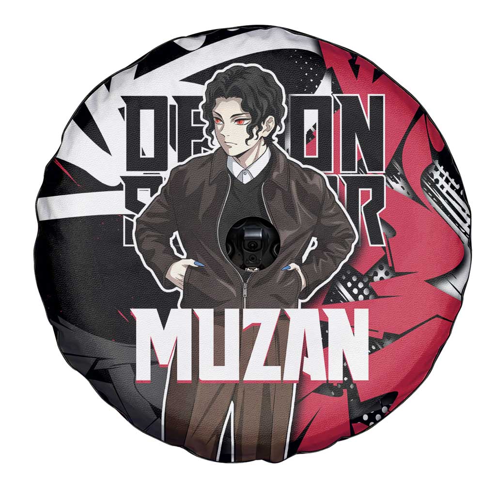Muzan Demon Slayer Spare Tire Cover Red Graffiti Anime Aesthetic