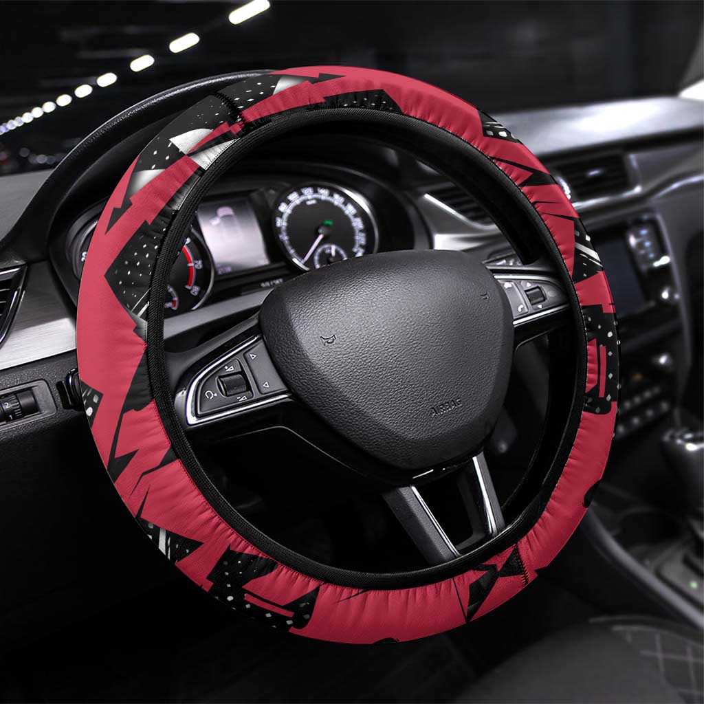 Muzan Demon Slayer Steering Wheel Cover Red Graffiti Anime Aesthetic