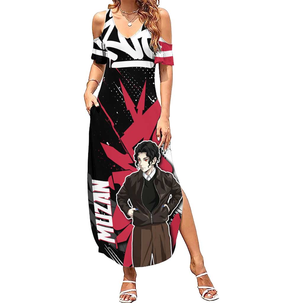 Muzan Demon Slayer Summer Maxi Dress Red Graffiti Anime Aesthetic