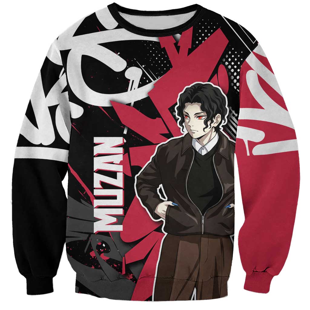 Muzan Demon Slayer Sweatshirt Red Graffiti Anime Aesthetic