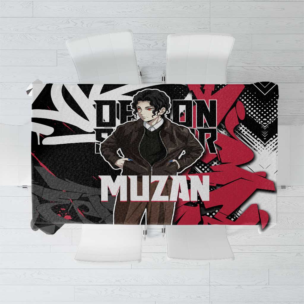 Muzan Demon Slayer Tablecloth Red Graffiti Anime Aesthetic