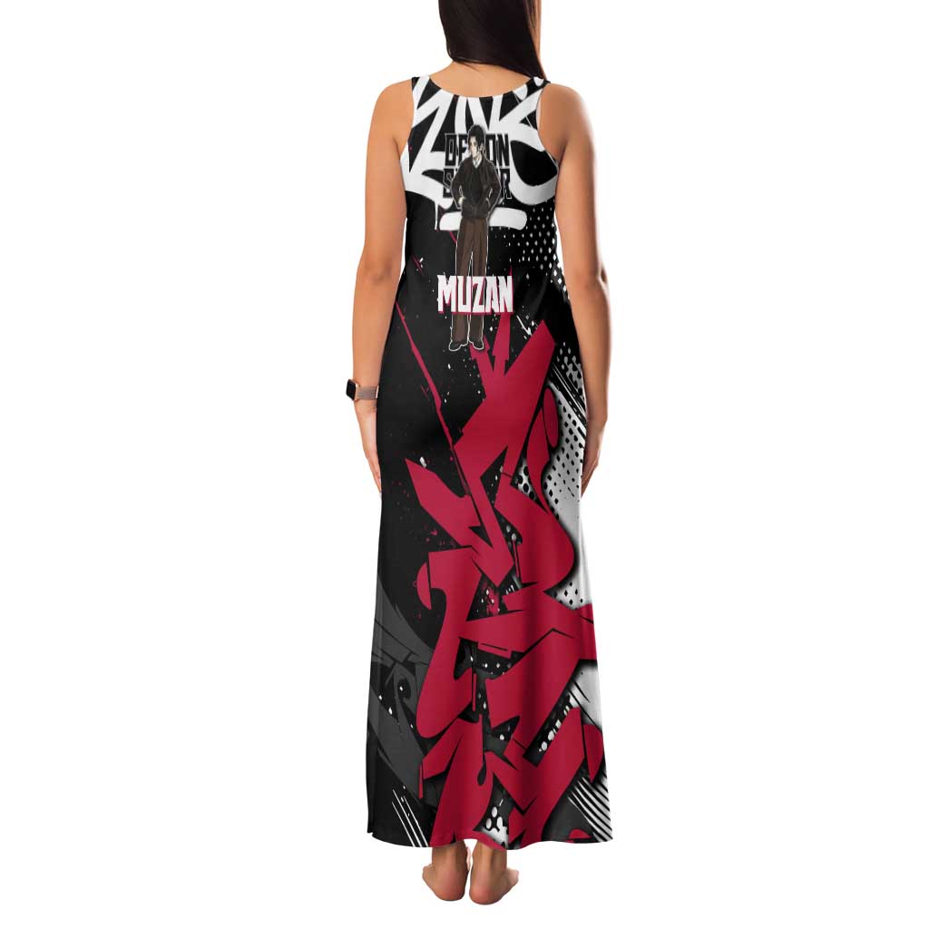 Muzan Demon Slayer Tank Maxi Dress Red Graffiti Anime Aesthetic