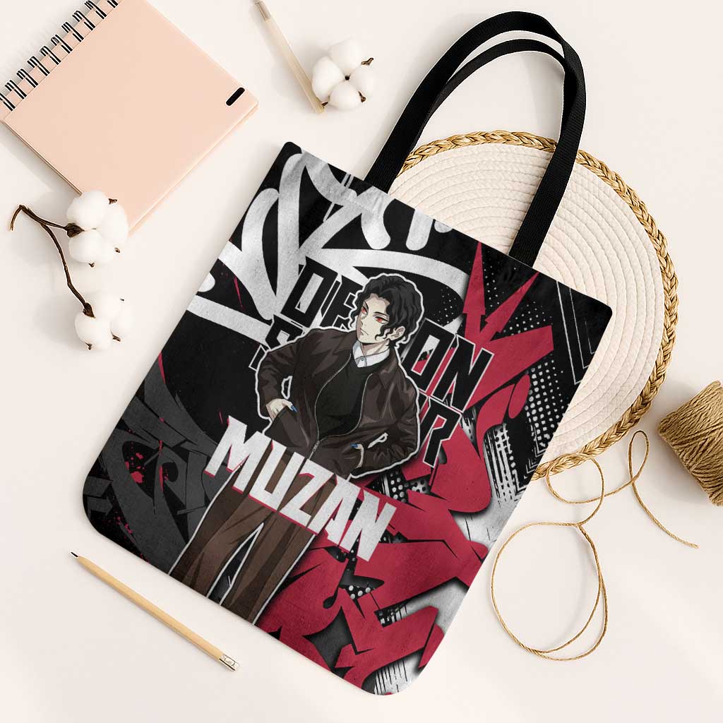 Muzan Demon Slayer Tote Bag Red Graffiti Anime Aesthetic