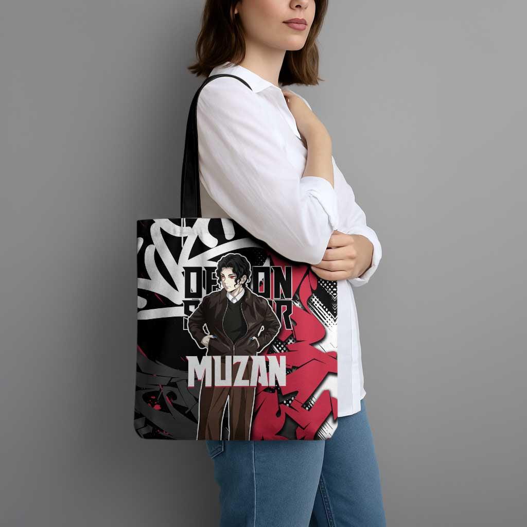 Muzan Demon Slayer Tote Bag Red Graffiti Anime Aesthetic