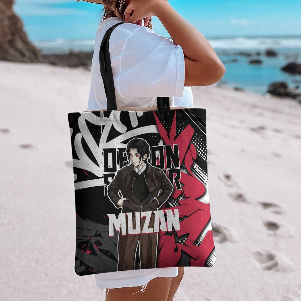 Muzan Demon Slayer Tote Bag Red Graffiti Anime Aesthetic