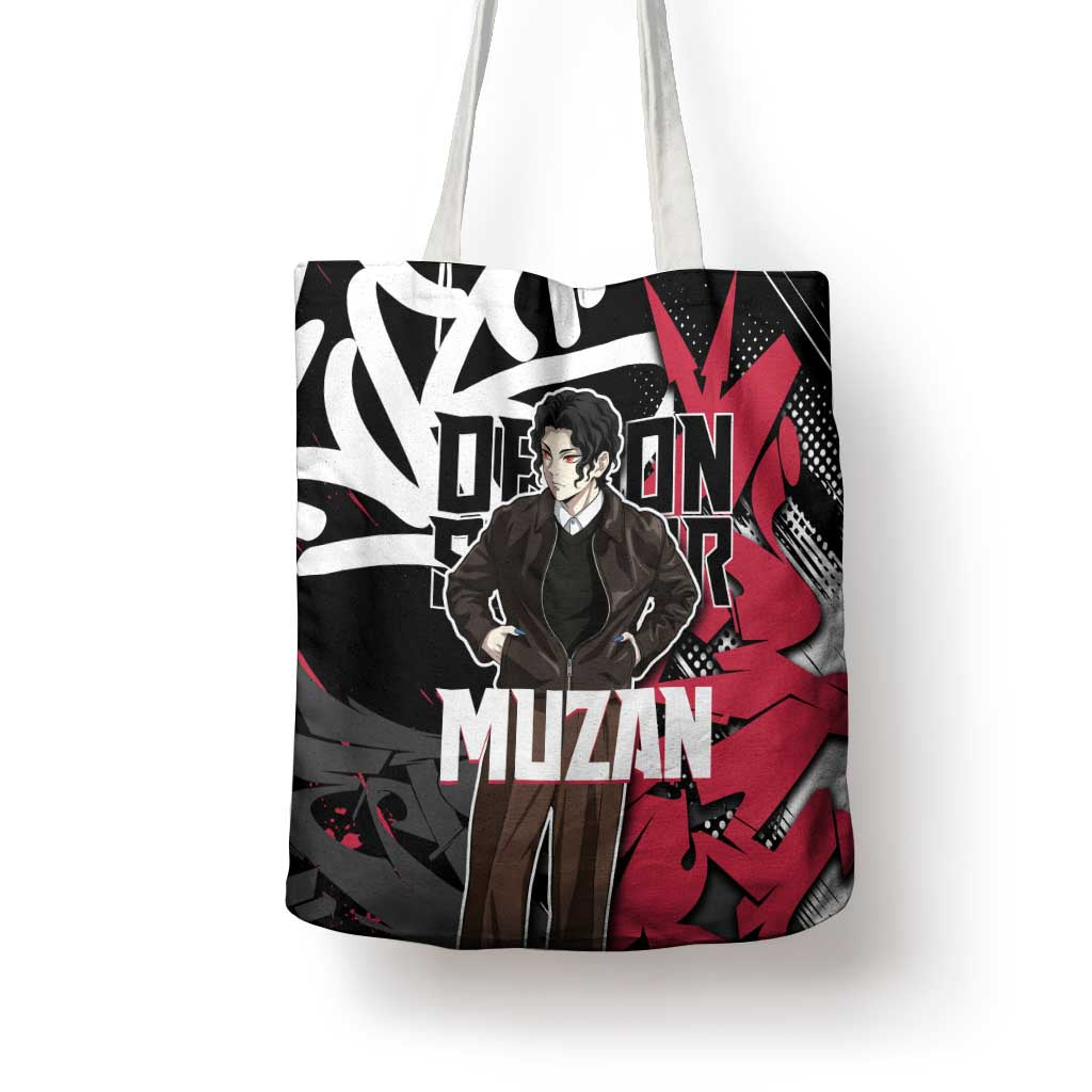 Muzan Demon Slayer Tote Bag Red Graffiti Anime Aesthetic