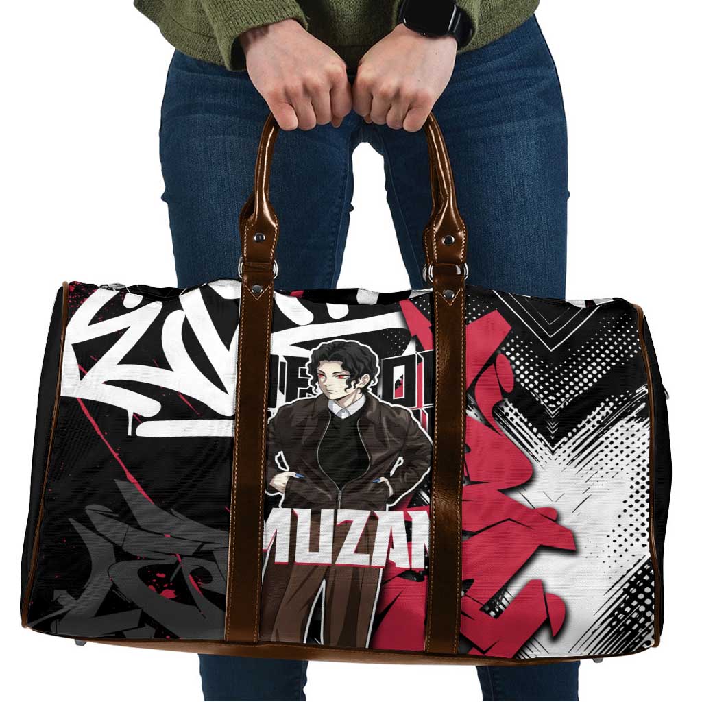 Muzan Demon Slayer Travel Bag Red Graffiti Anime Aesthetic