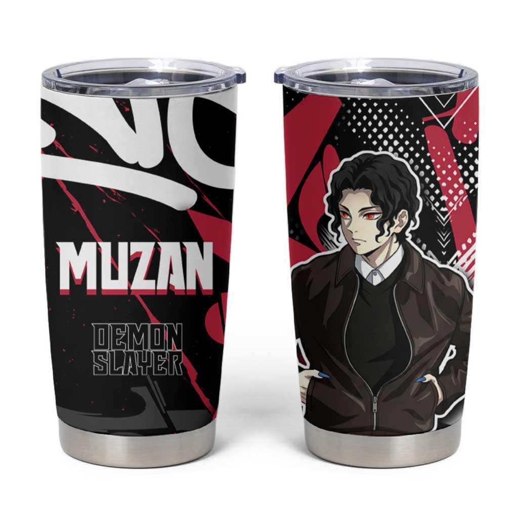 Muzan Demon Slayer Tumbler Cup Red Graffiti Anime Aesthetic