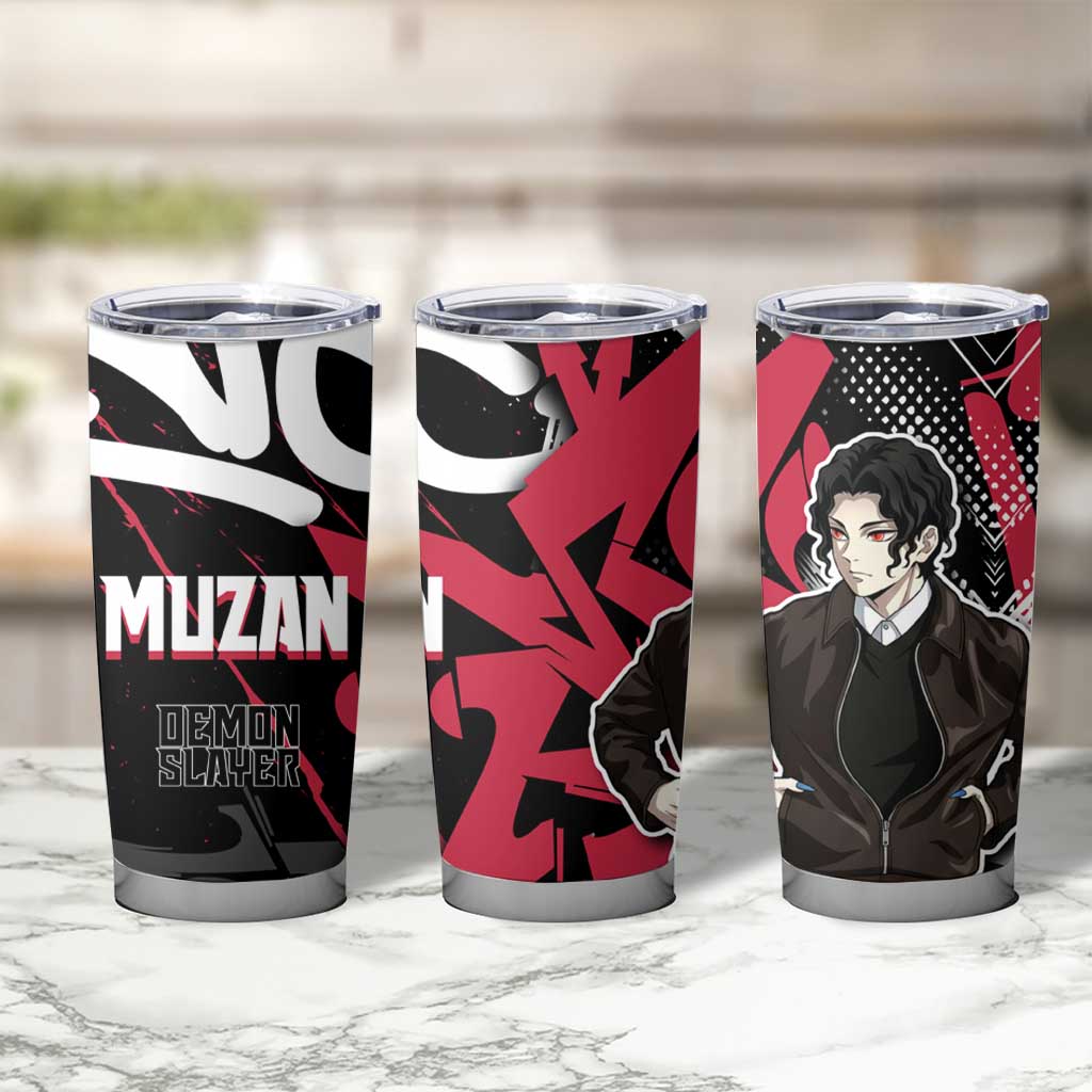 Muzan Demon Slayer Tumbler Cup Red Graffiti Anime Aesthetic