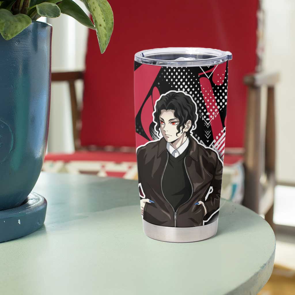 Muzan Demon Slayer Tumbler Cup Red Graffiti Anime Aesthetic