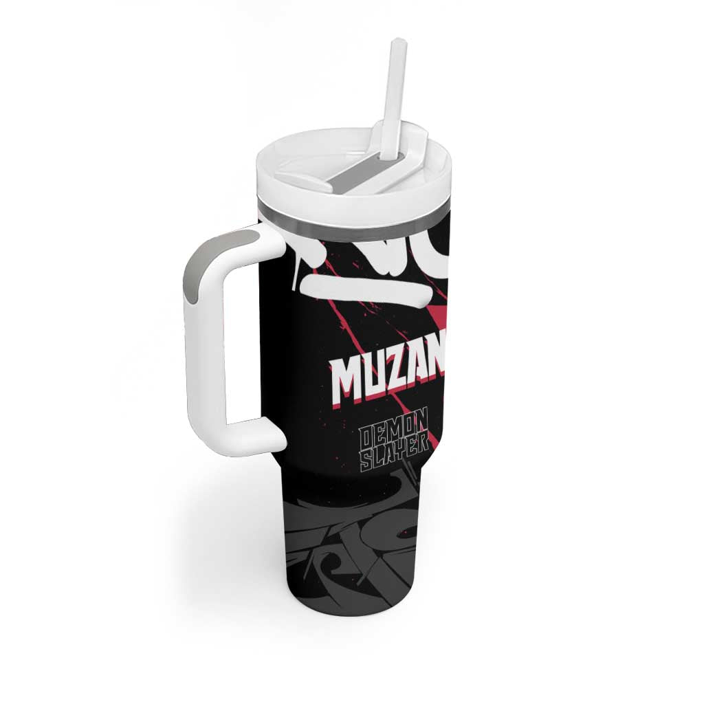 Muzan Demon Slayer Tumbler With Handle Red Graffiti Anime Aesthetic