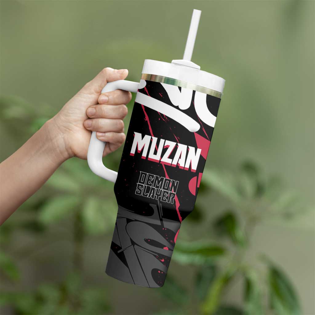 Muzan Demon Slayer Tumbler With Handle Red Graffiti Anime Aesthetic