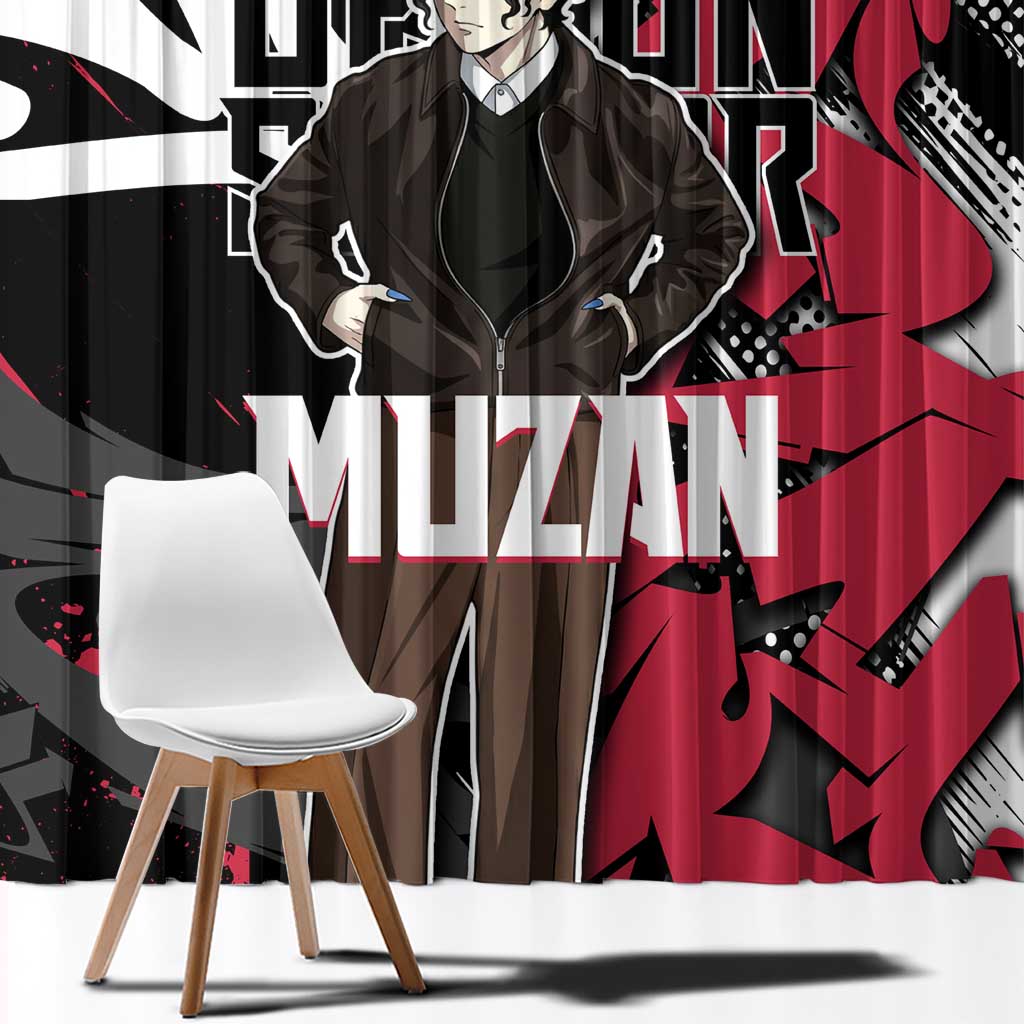 Muzan Demon Slayer Window Curtain Red Graffiti Anime Aesthetic