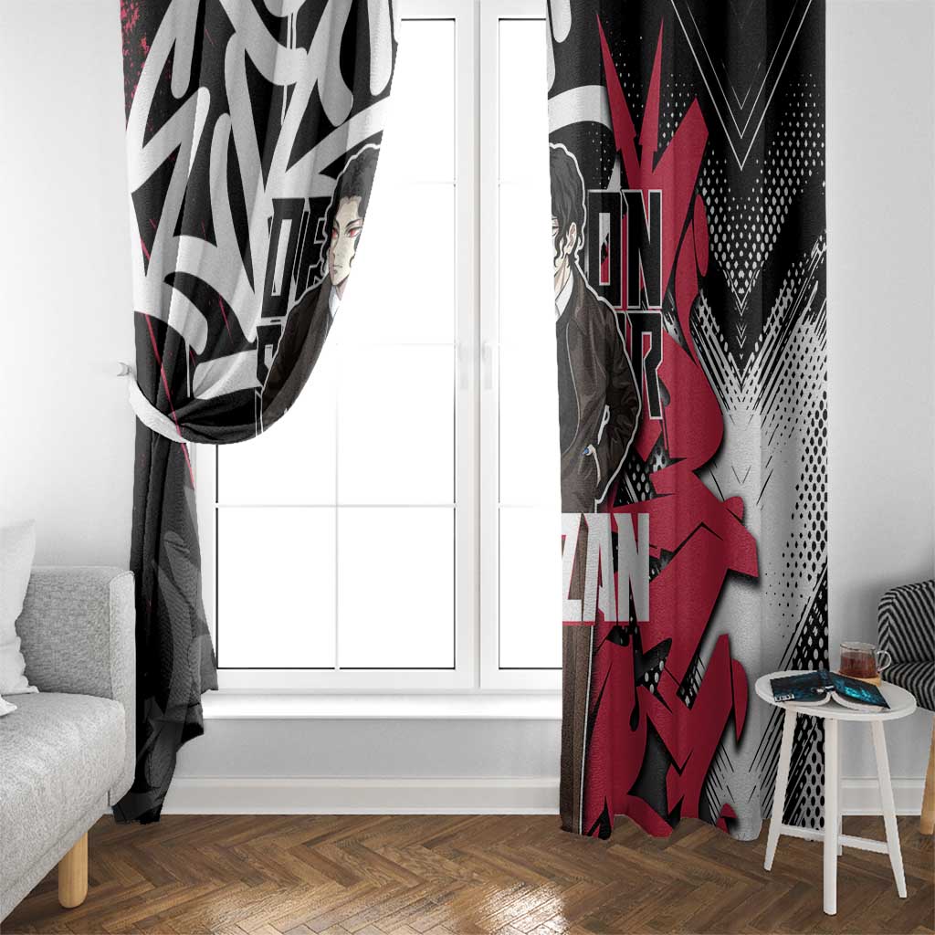 Muzan Demon Slayer Window Curtain Red Graffiti Anime Aesthetic