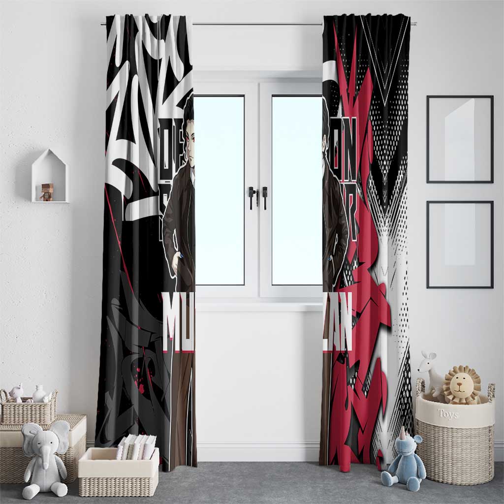 Muzan Demon Slayer Window Curtain Red Graffiti Anime Aesthetic